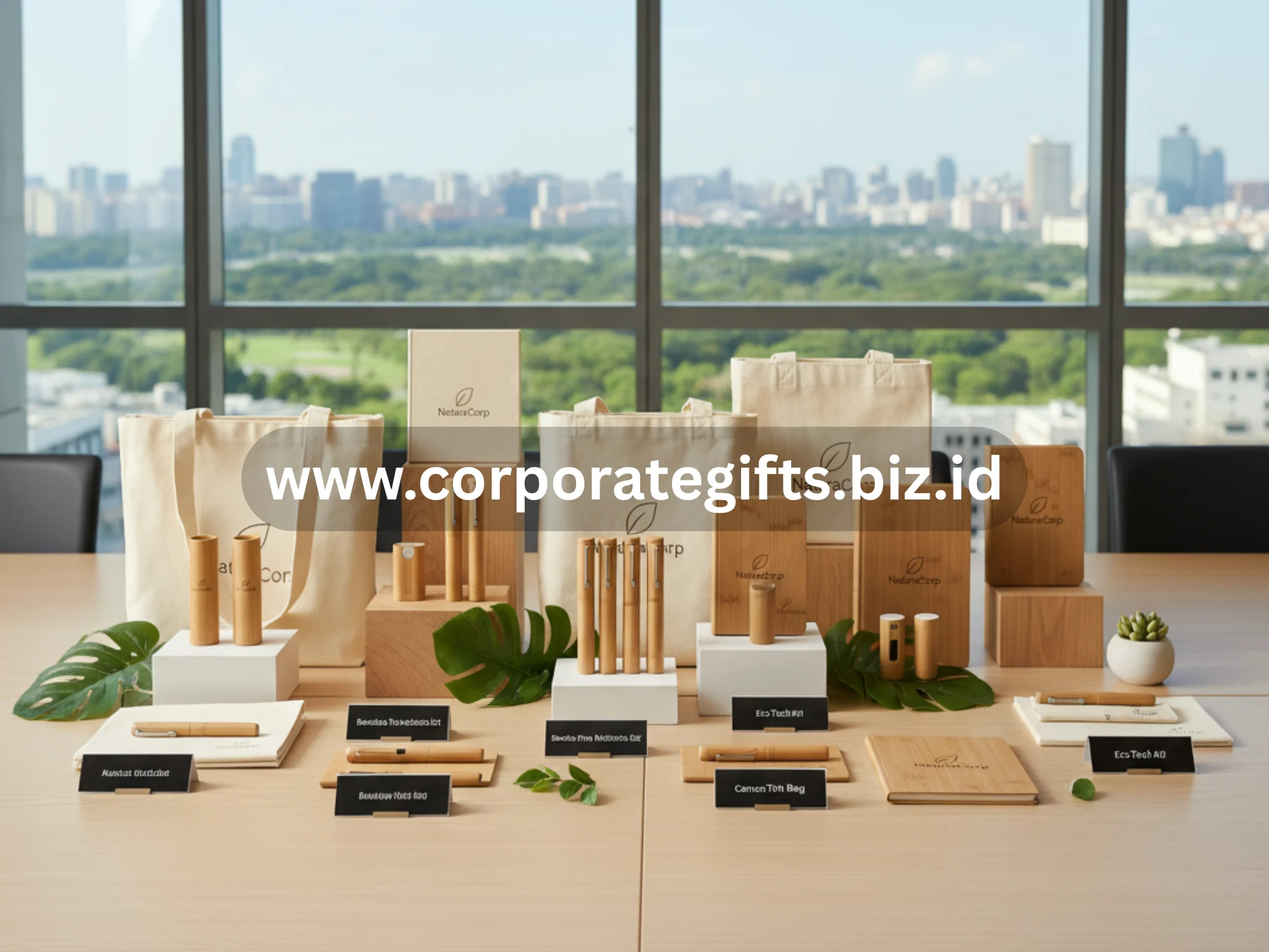 Contoh bahan souvenir ekonomis seperti kanvas dan bambu yang tetap elegan